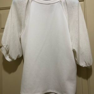 Banana Republic cream Size S chiffon top, sheer sleeves with satin cuff.